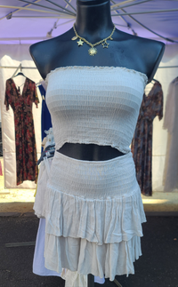Ensemble bandeau + jupe/short LEO beige