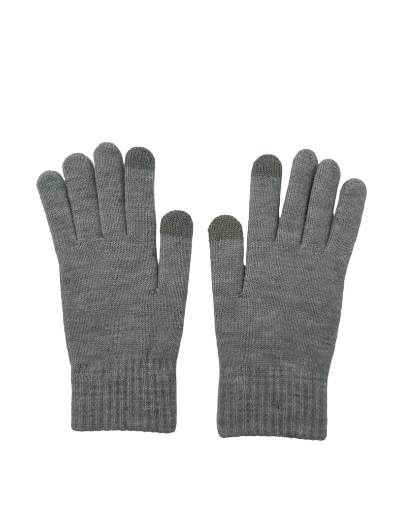 Ensemble bonnet/gants/écharpe gris