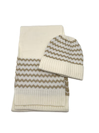 Ensemble bonnet/écharpe SWEN blanc/doré