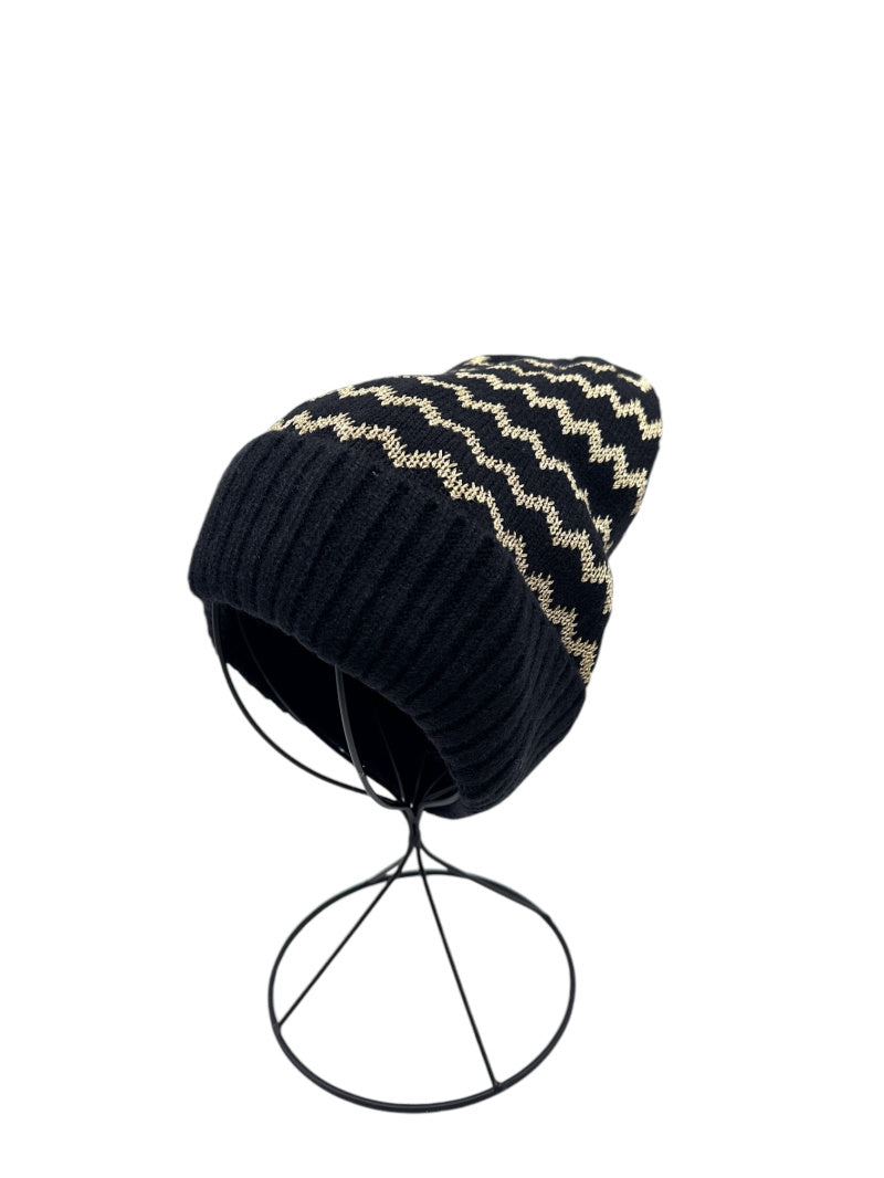 Ensemble bonnet/écharpe SWEN noir/doré