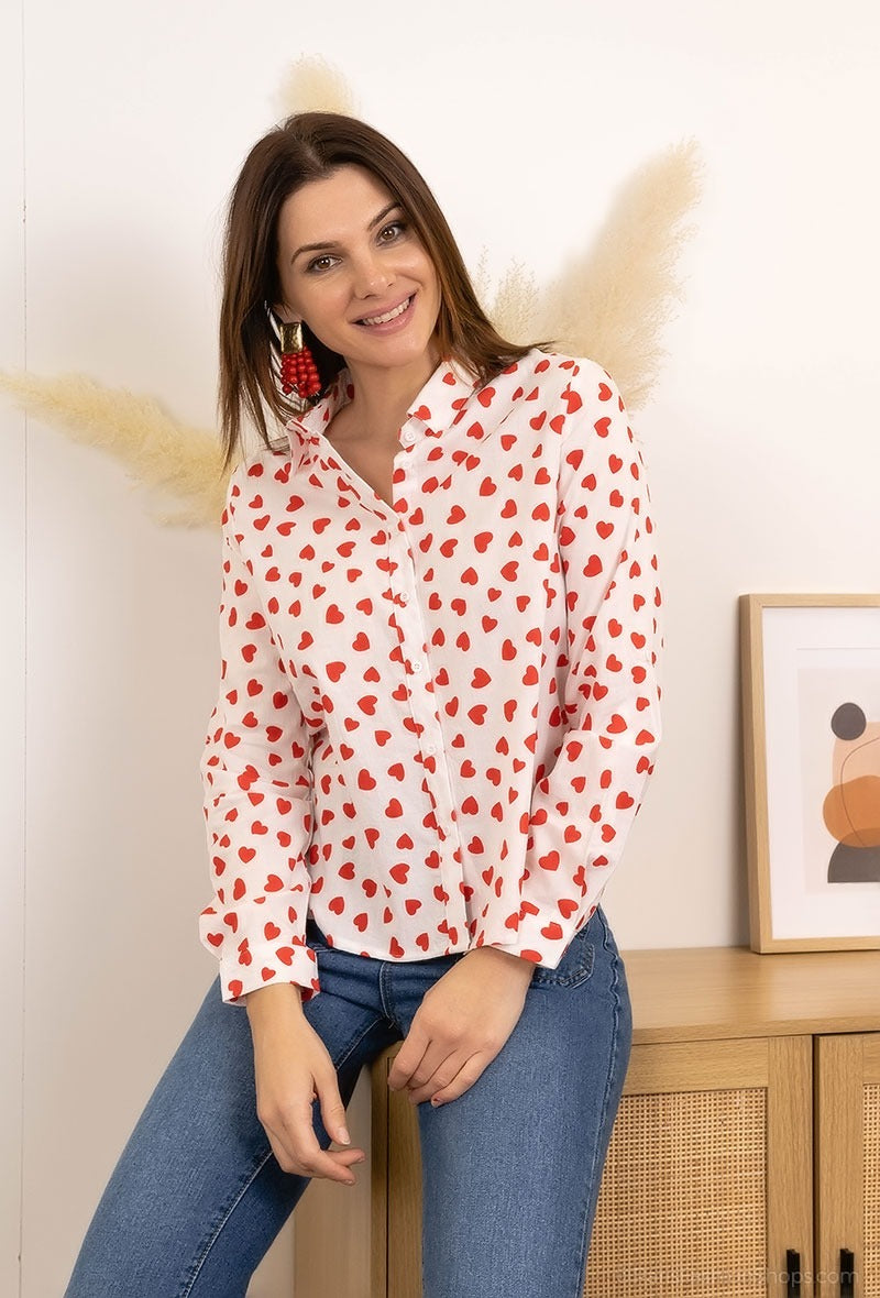 Chemise imprimée cœurs
