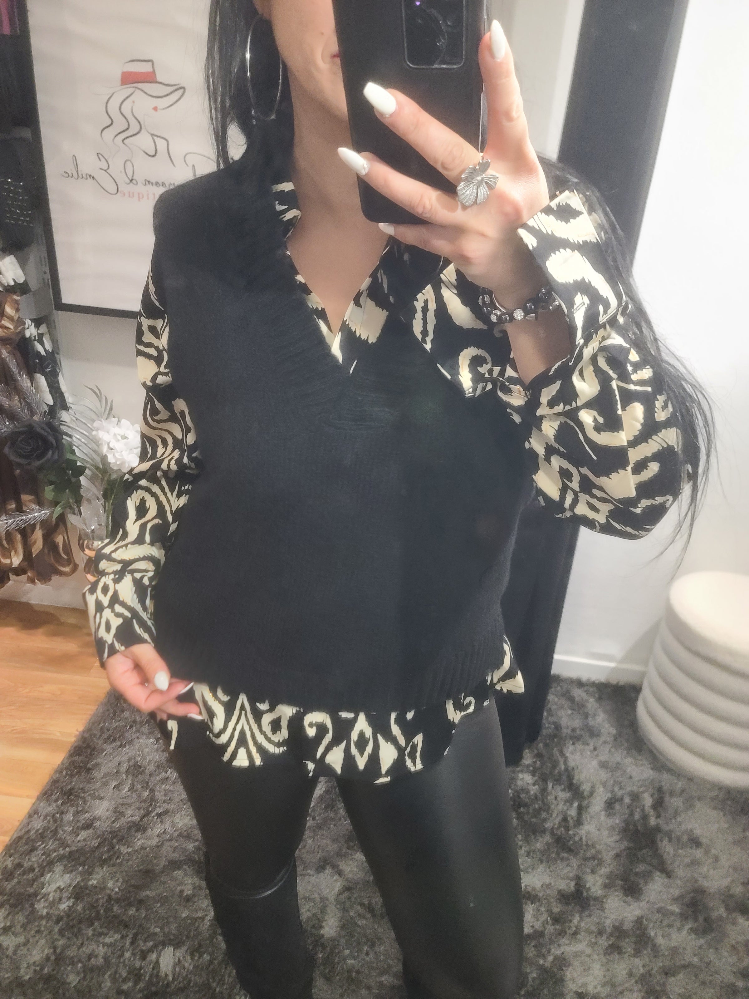 Pull sans manches Tiago noir