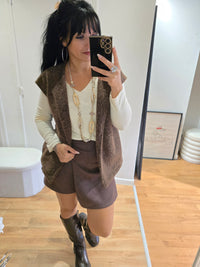 Gilet sans manches LÉON marron