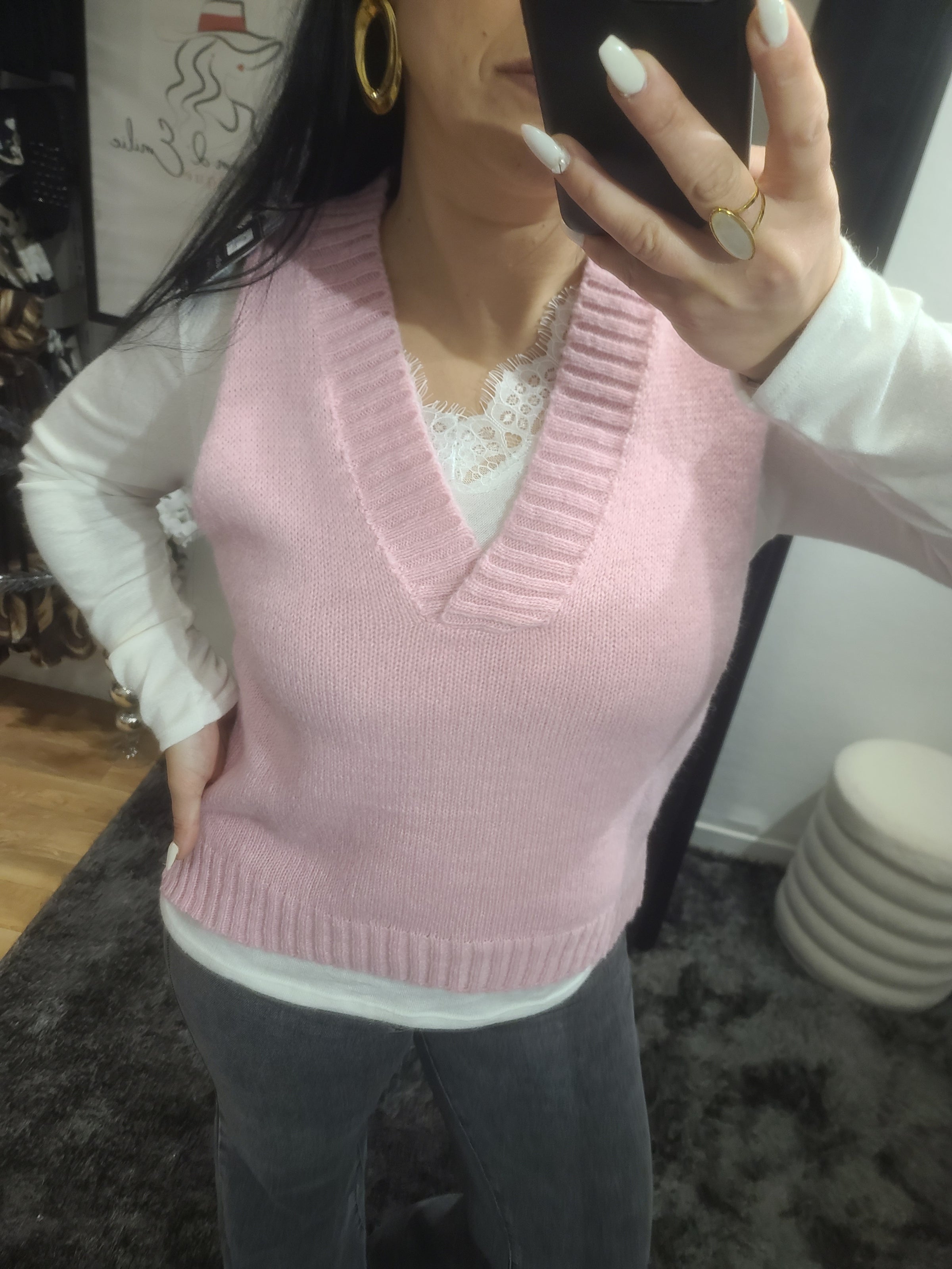 Pull sans manches TIAGO rose